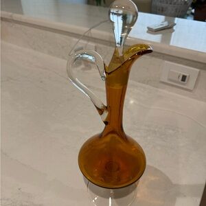 Vintage Italian handblown amber glass